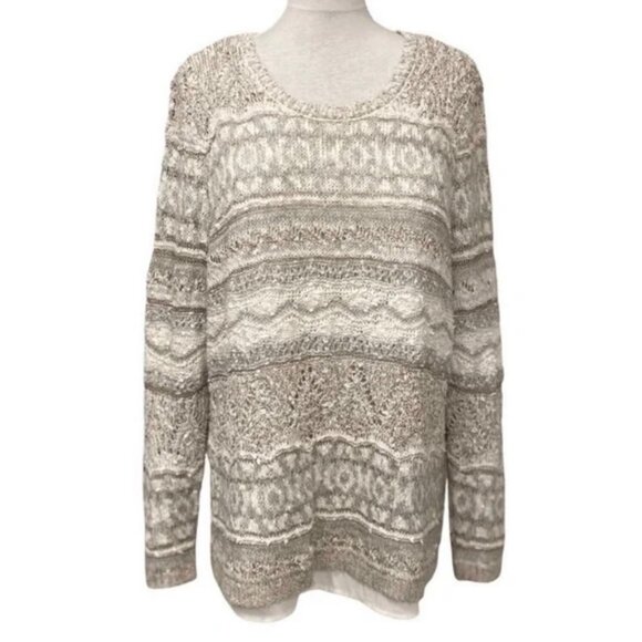 Bob Timberlake open knit split back lined tunic sweater. Women's size XXL - Picture 1 of 5